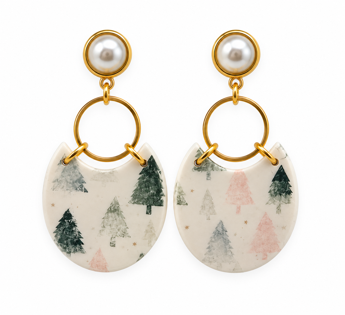 Pastel Christmas Forest Earrings