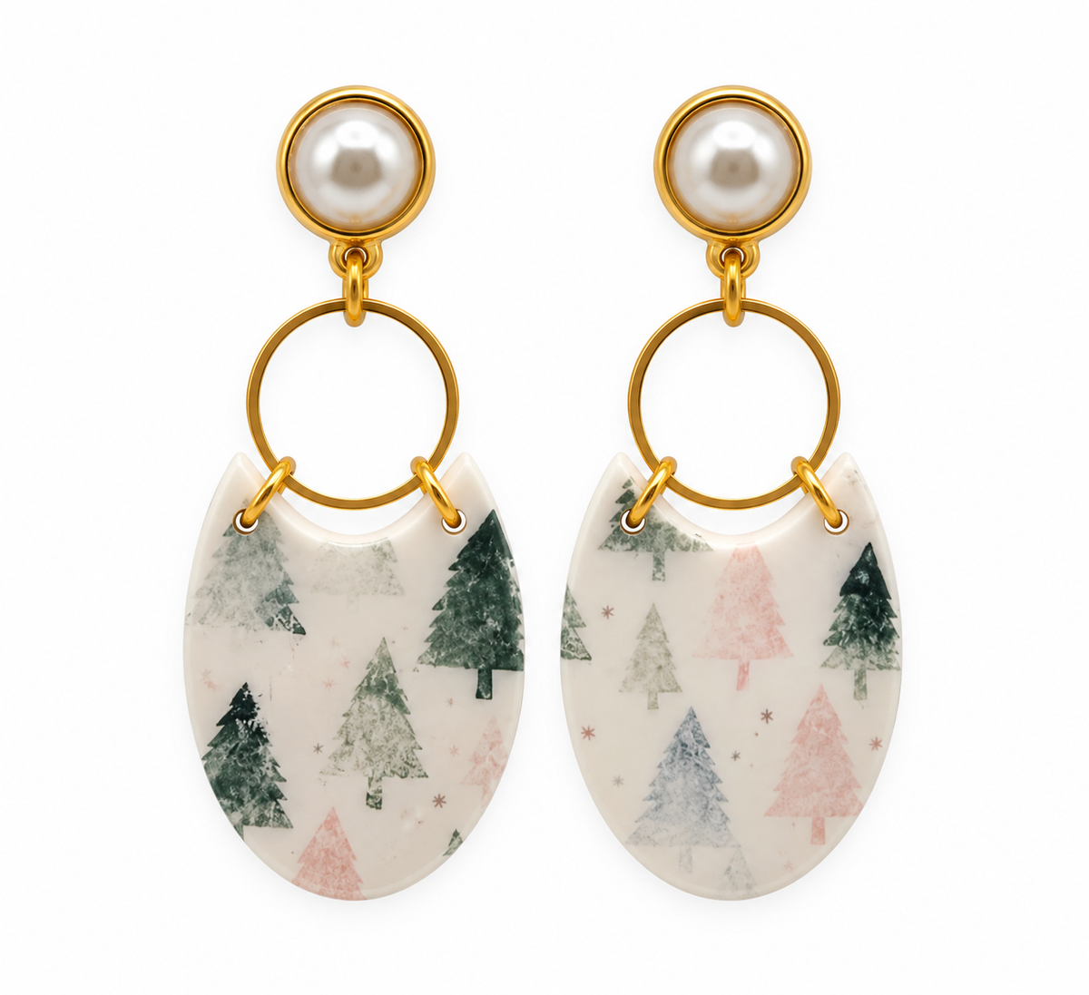 Pastel Christmas Forest Earrings