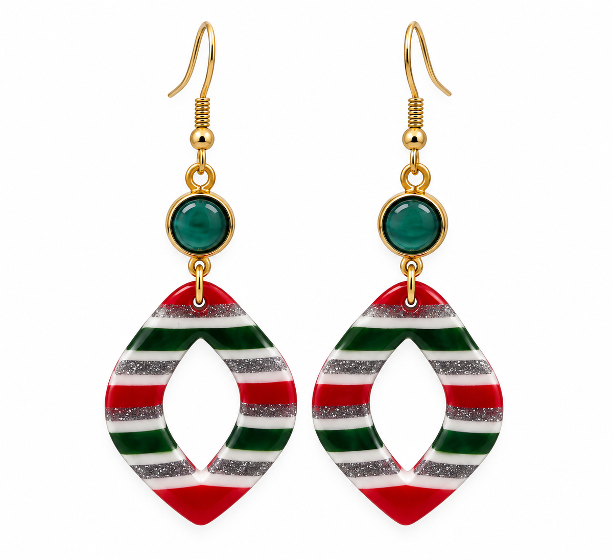 Emerald Elegance Christmas Ornament Earrings