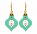 Mint Pearl Christmas Ornament Earrings