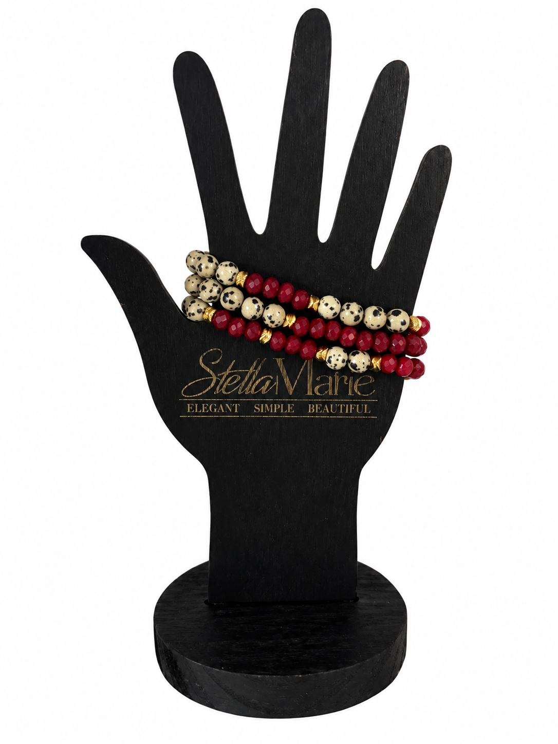 Crimson & Dalmatian Jasper Bracelet Set