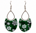 Evergreen Snowflake Christmas Earrings