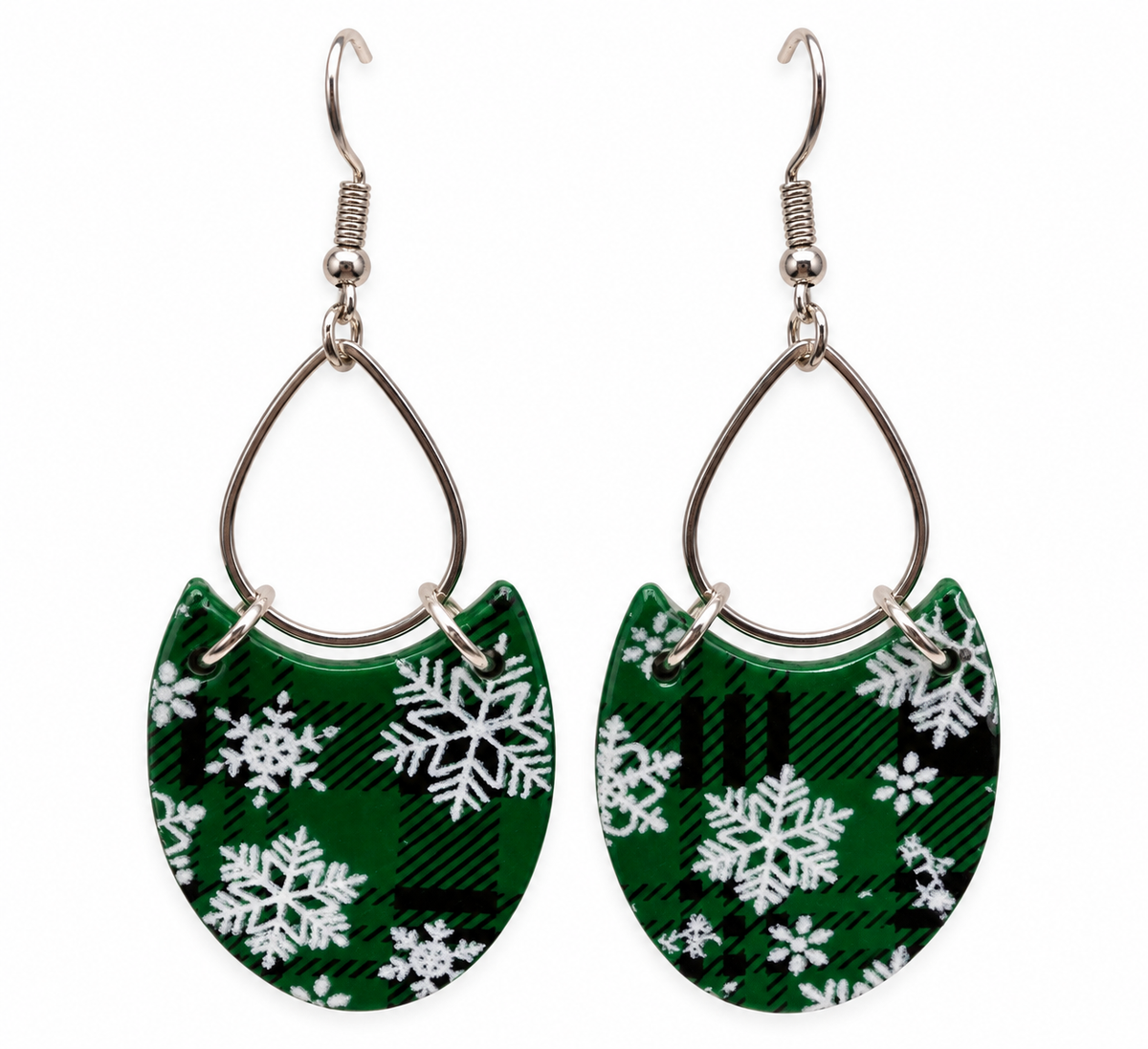 Evergreen Snowflake Christmas Earrings