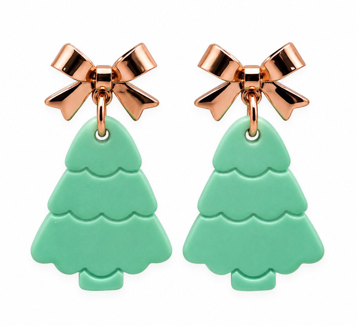 Mint to Be Merry Christmas Tree Earrings
