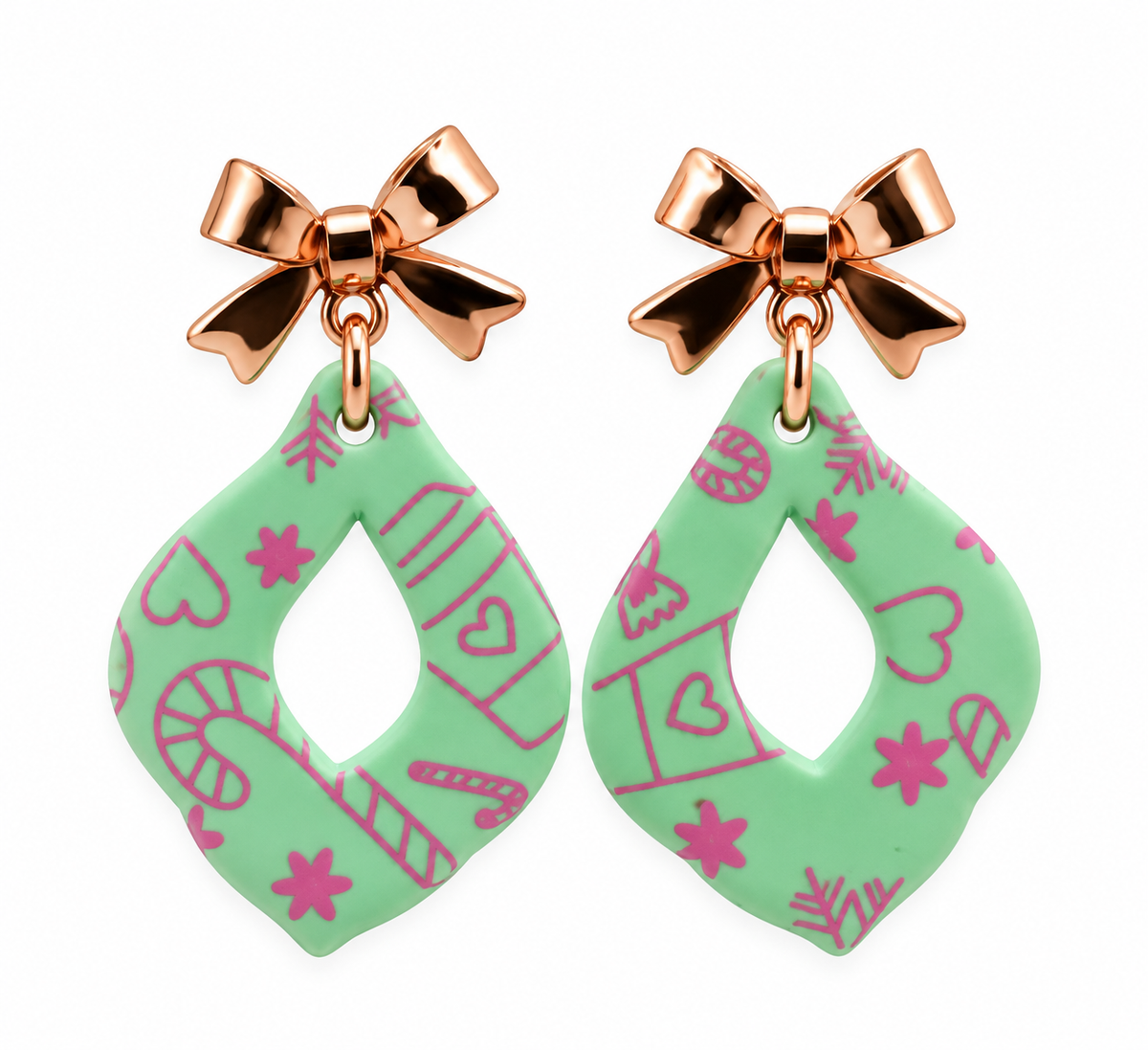 Minty Merry Christmas Ornament Earrings