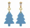 Blue Christmas Wishes Tree Earrings