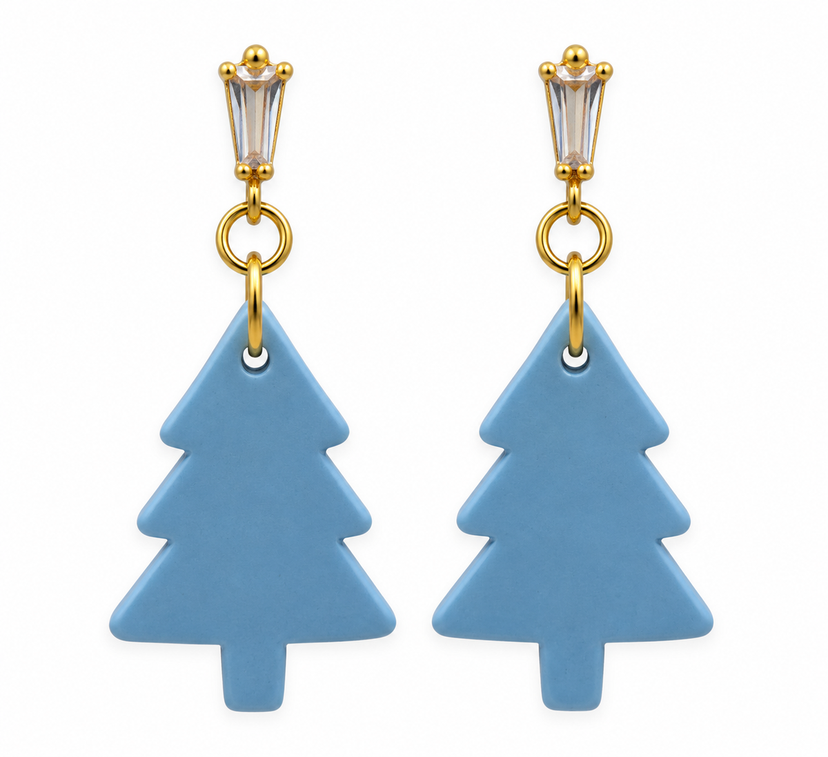 Blue Christmas Wishes Tree Earrings
