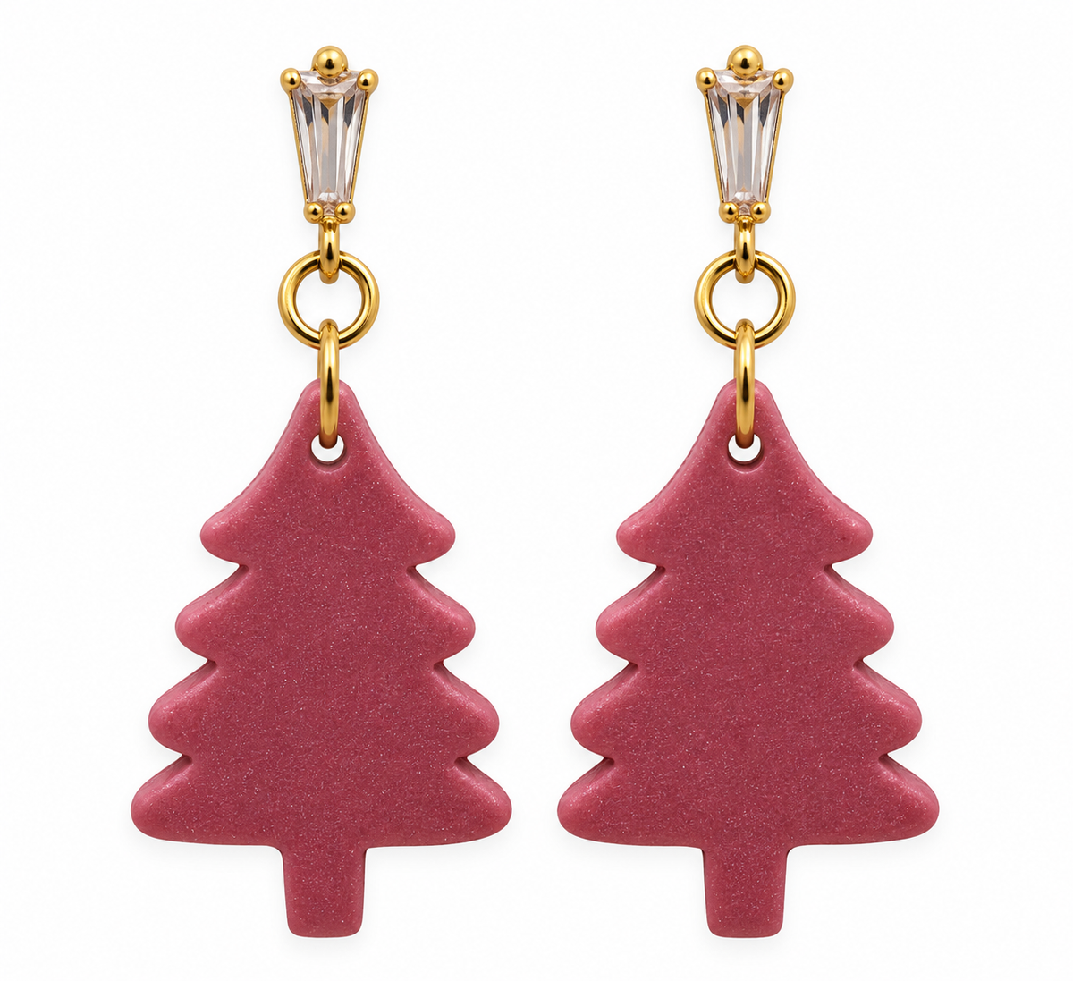 Merry in Mauve Christmas Tree Earrings