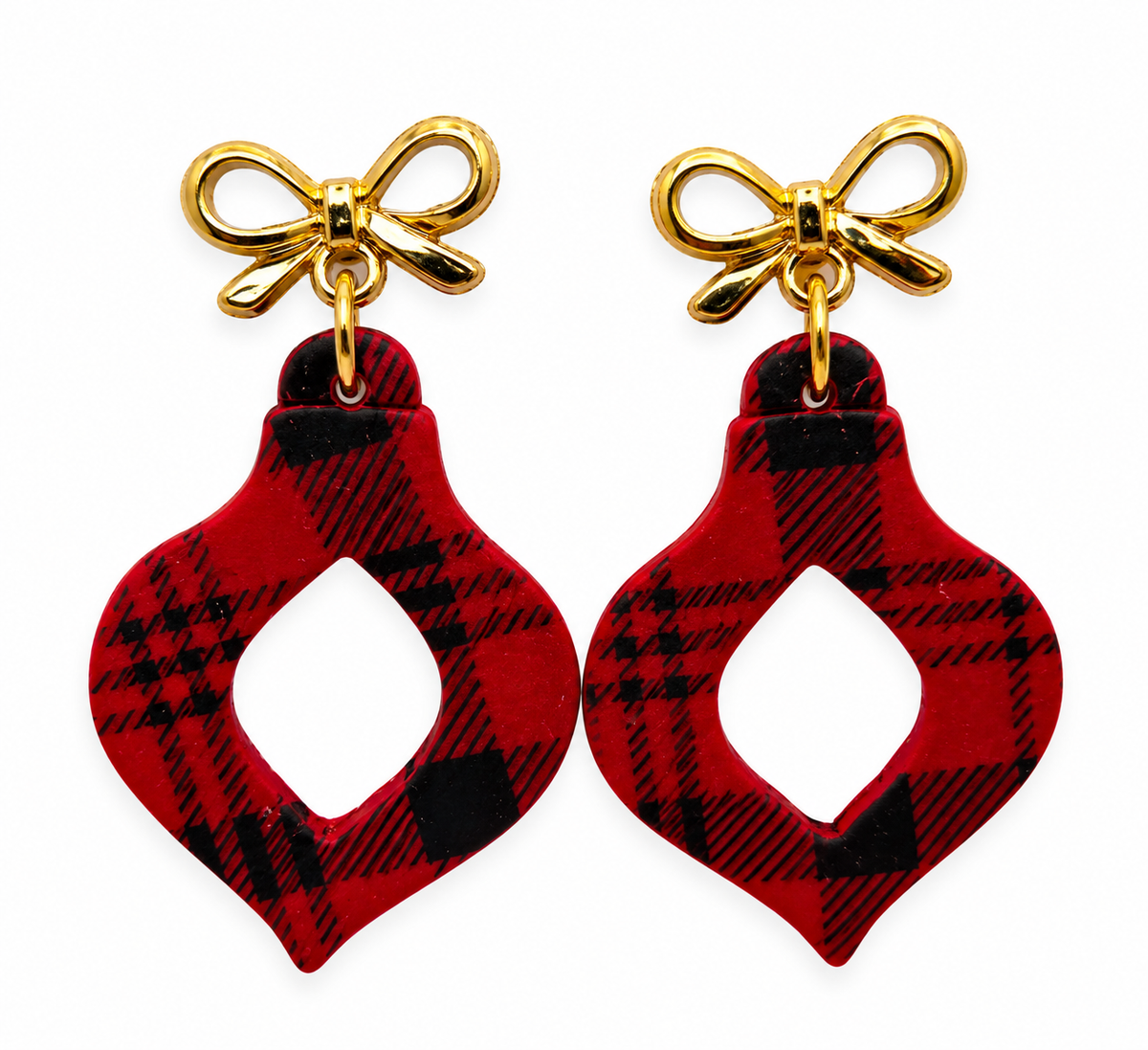 Buffalo Plaid Christmas Ornament Earrings