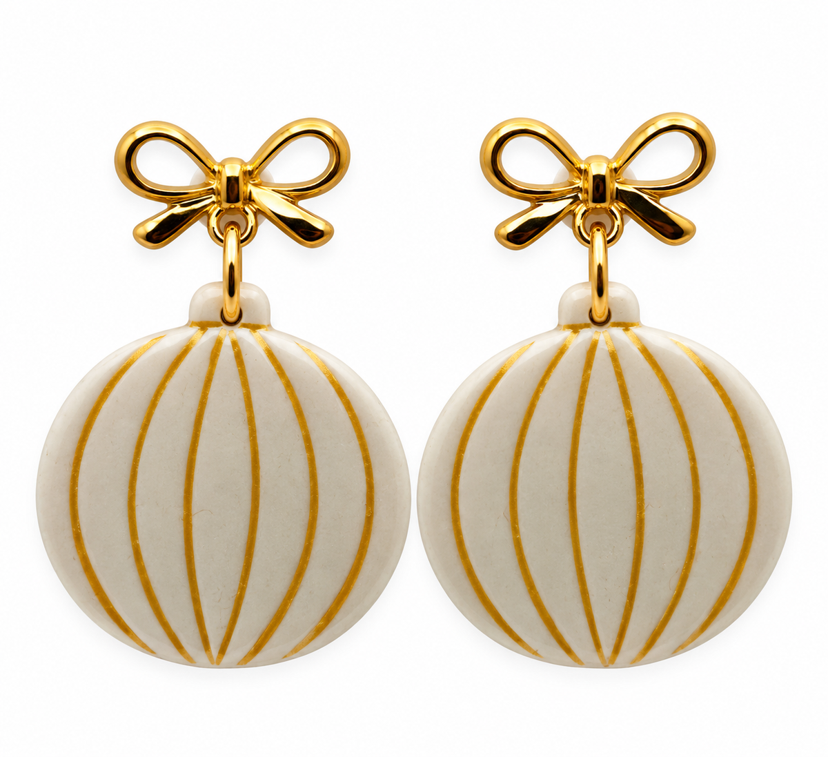 Golden Glow Christmas Ornament Earrings