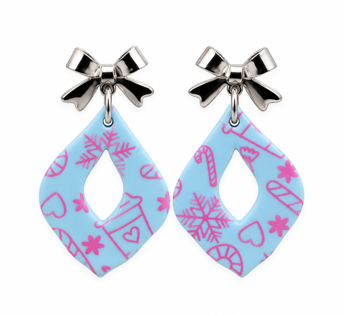 Candy Cane Kisses Christmas Ornament Earrings