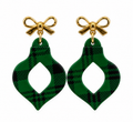 Evergreen Plaid Christmas Ornament Earrings