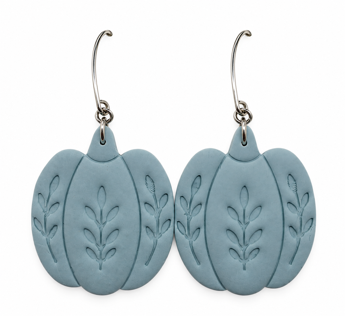 Dusty Blue Botanical Pumpkin Earrings