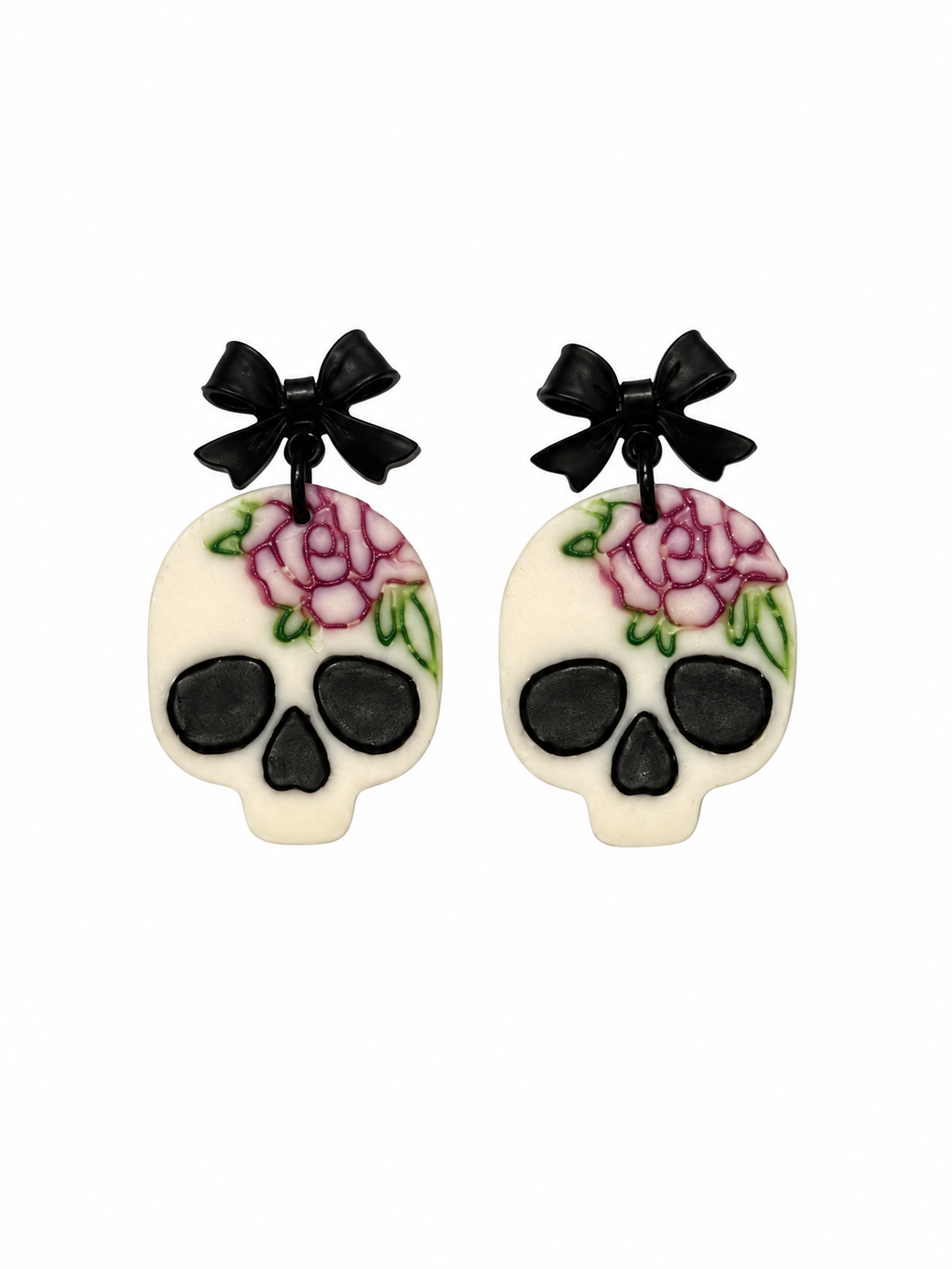 Midnight Rose Skull Earrings