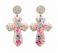 Blooming Grace Floral Cross Earrings