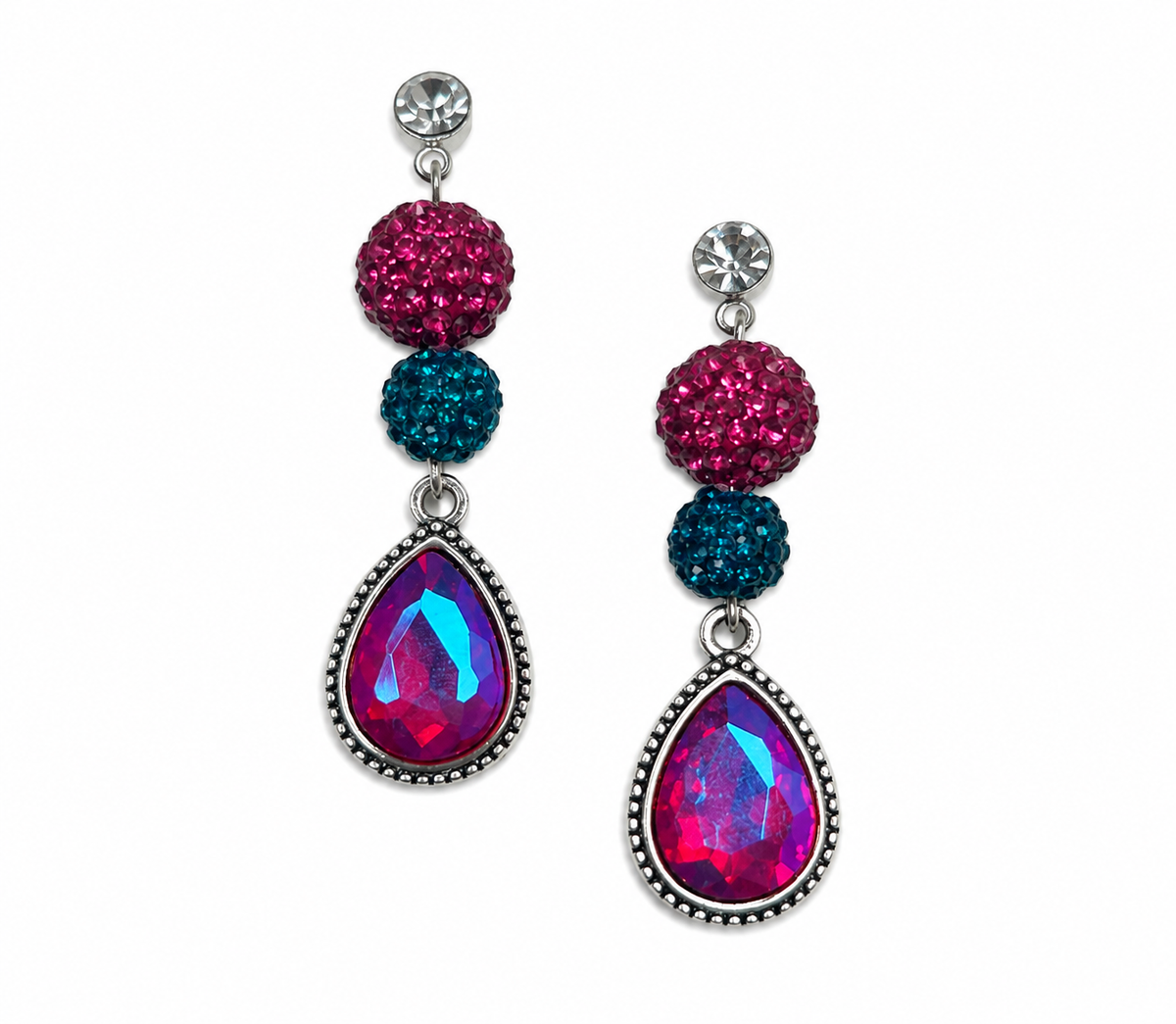 Jewel-Toned Glamour Drop Earrings
