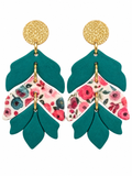 Teal Garden Floral Earrings