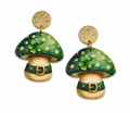 Lucky Little Shamrock Mushroom Earrings