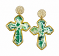 Lucky in Faith Shamrock Cross Earrings