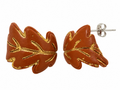Golden Harvest Oak Leaf Hoop Earrings