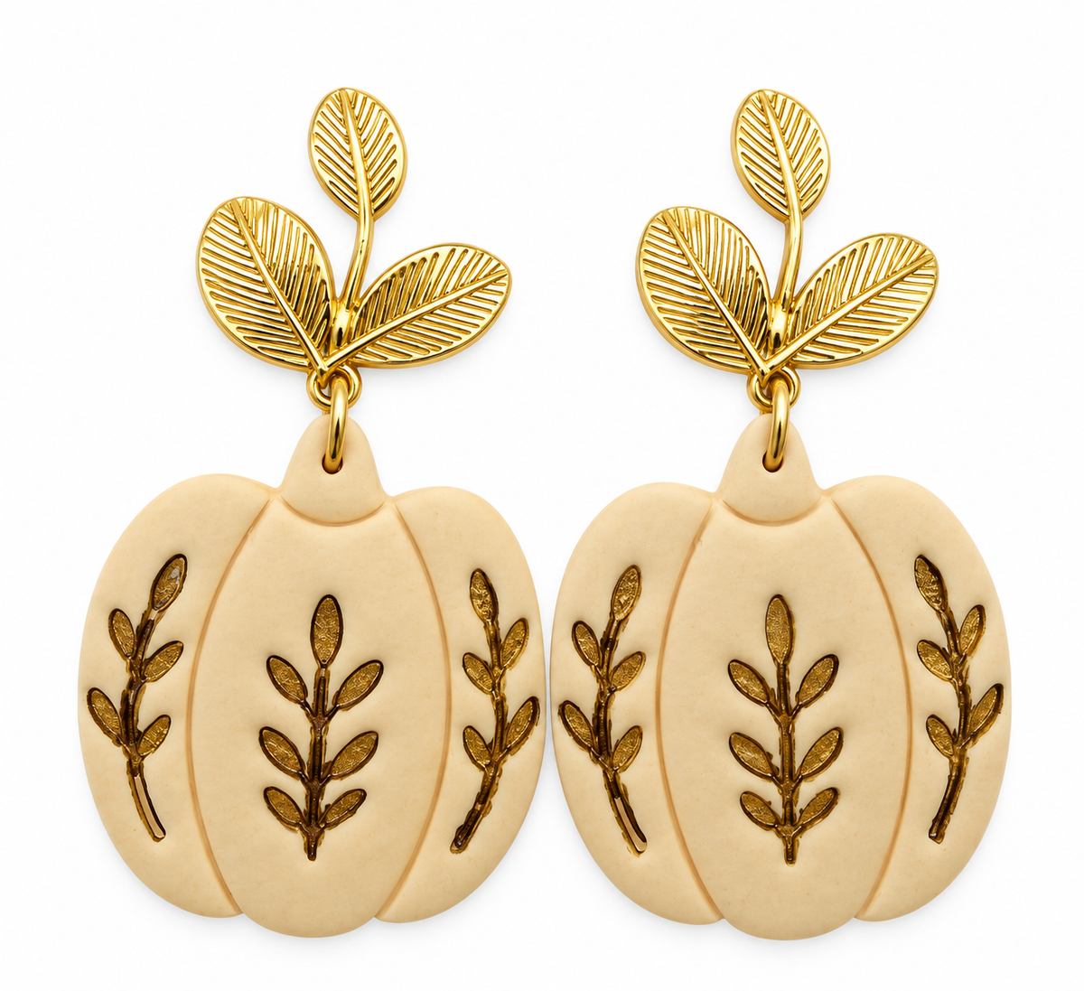 Golden Harvest Botanical Pumpkin Earrings