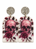 Midnight Rose Gothic Skull Earrings