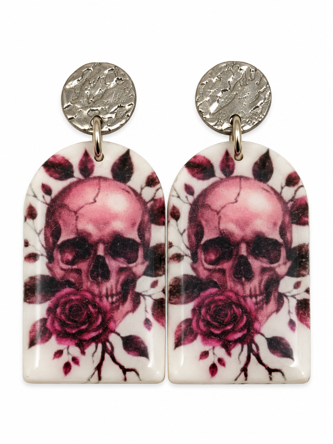 Midnight Rose Gothic Skull Earrings