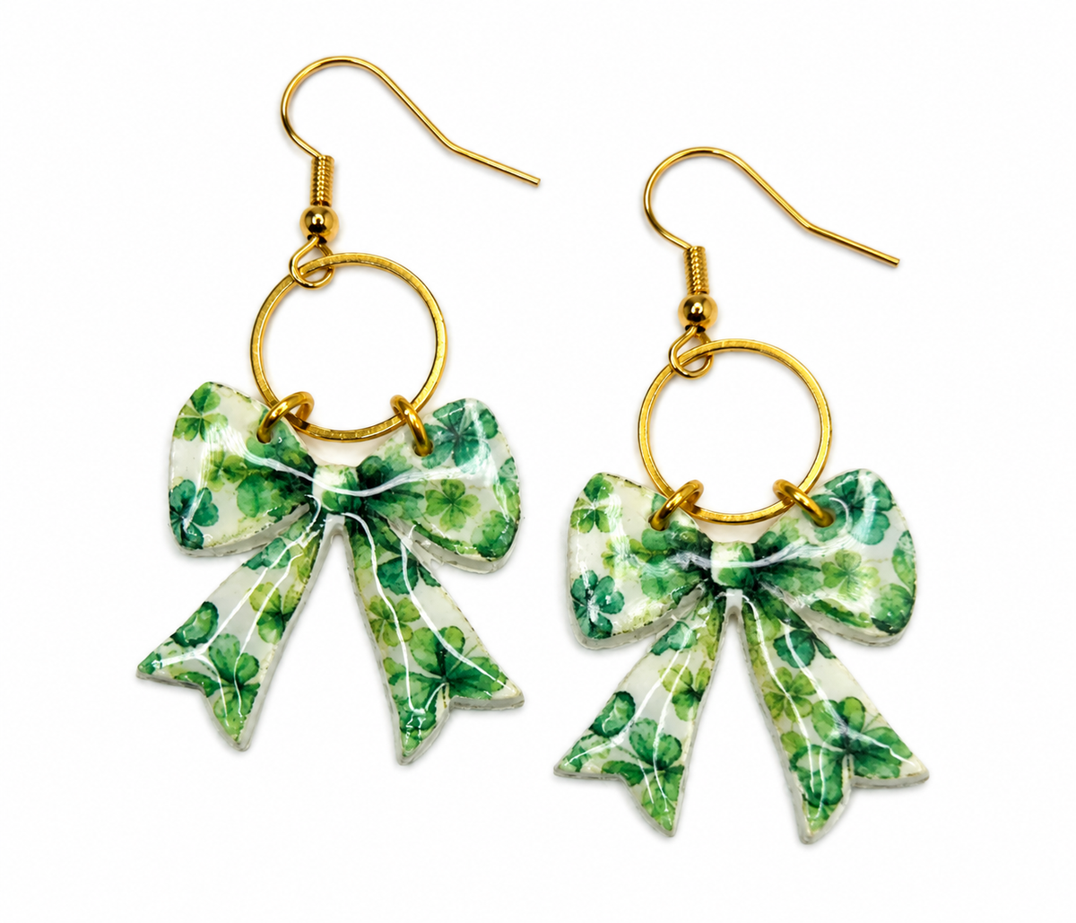 Lucky Charm Shamrock Bow Earrings