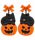 Purr-fectly Spooky Pumpkin Earrings 🐈‍⬛🎃