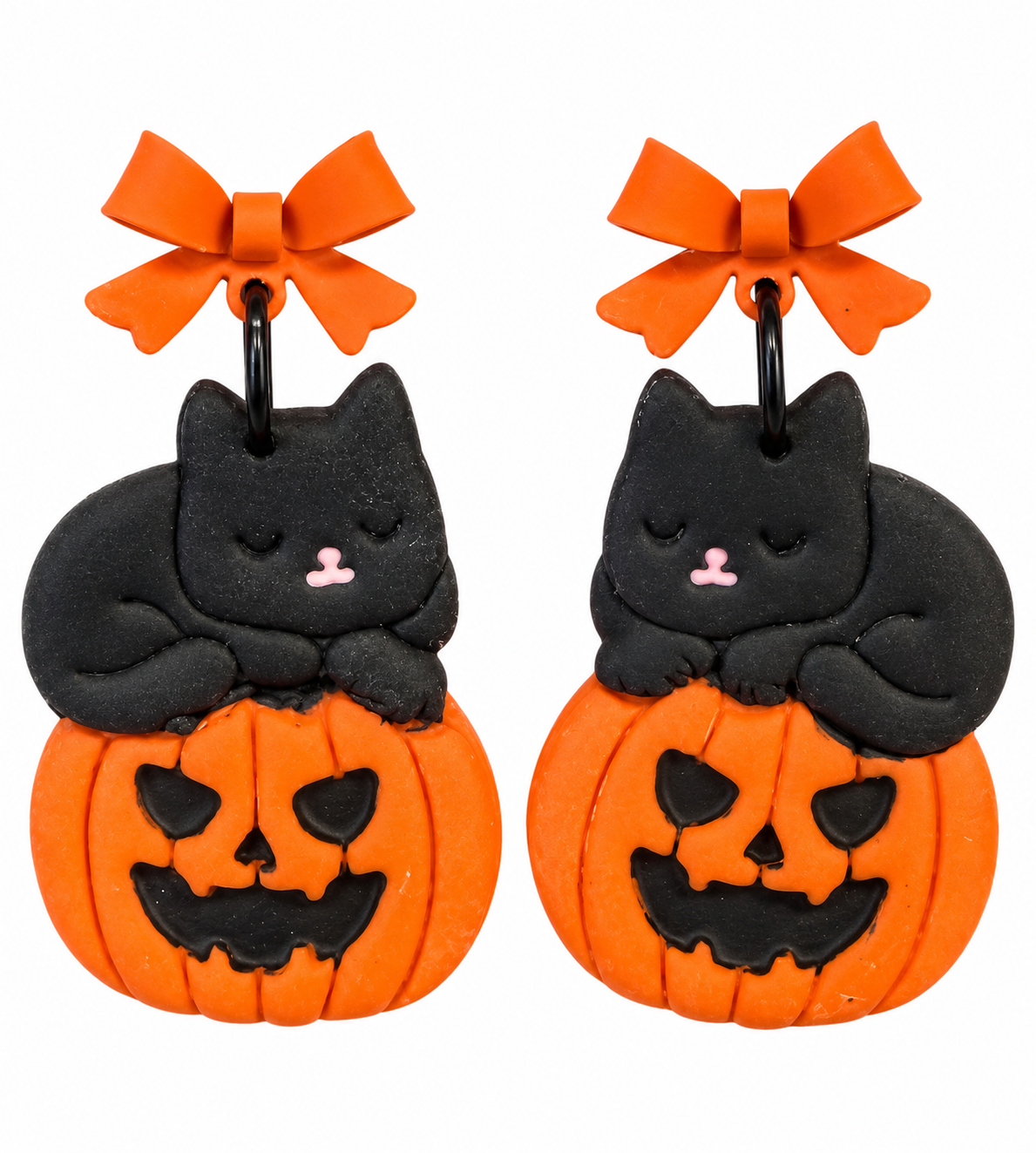 Purr-fectly Spooky Pumpkin Earrings 🐈‍⬛🎃