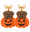 Peek-a-Boo Pumpkin Pup Earrings