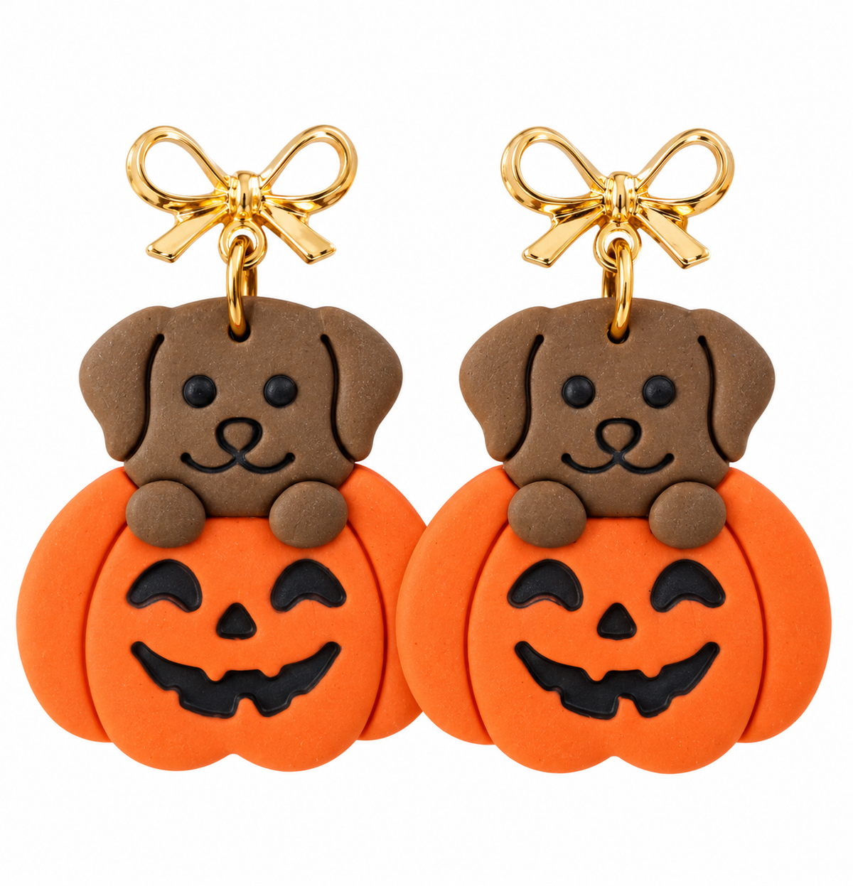 Peek-a-Boo Pumpkin Pup Earrings