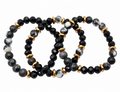 Midnight Marble Beaded Stretch Bracelet Set