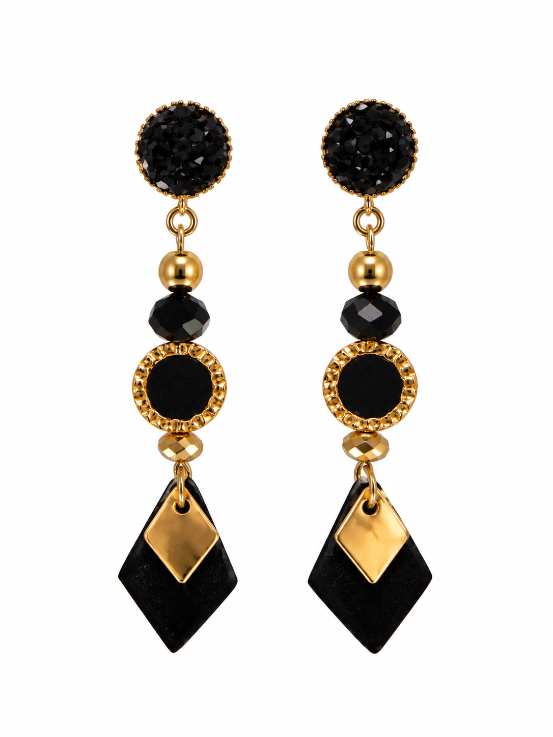 Midnight Luxe Black & Gold Statement Earrings