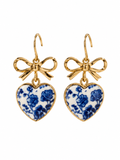 Blue Willow Romance Heart Earrings