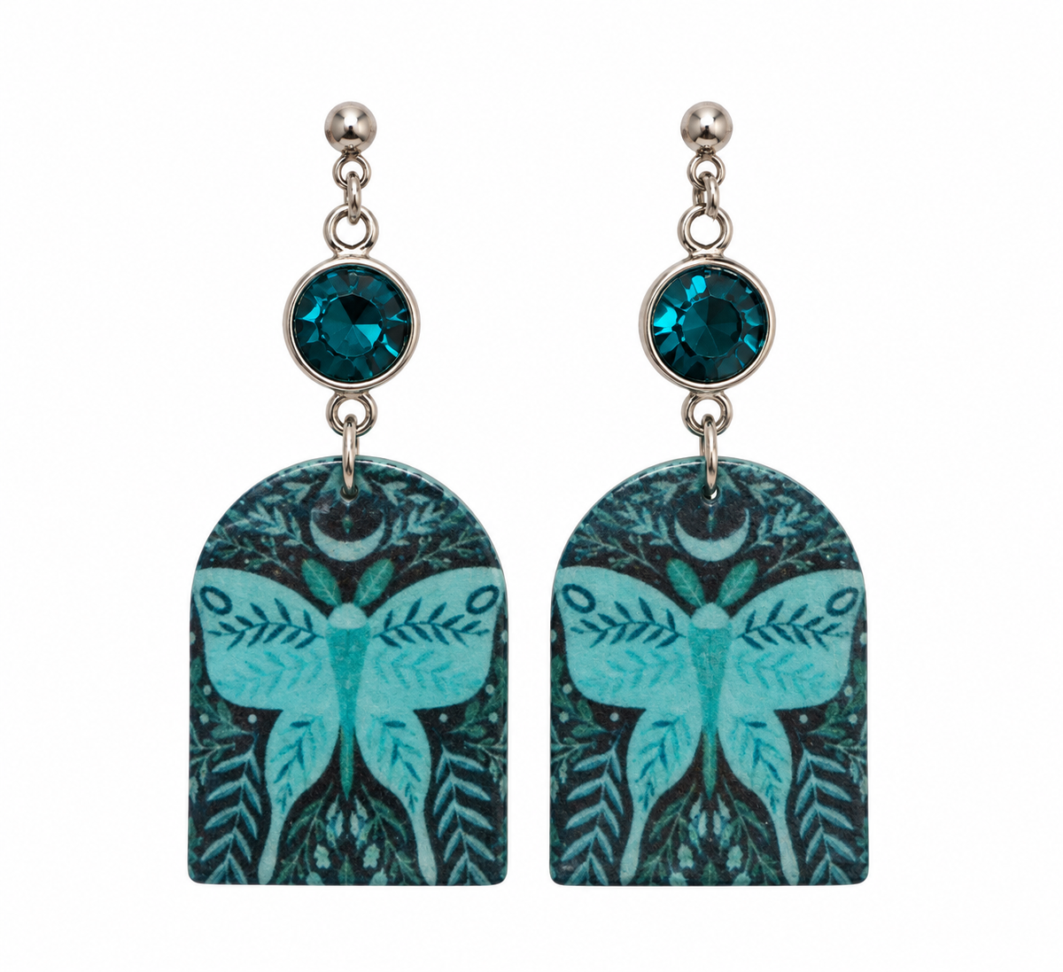 Midnight Moon Moth Earrings