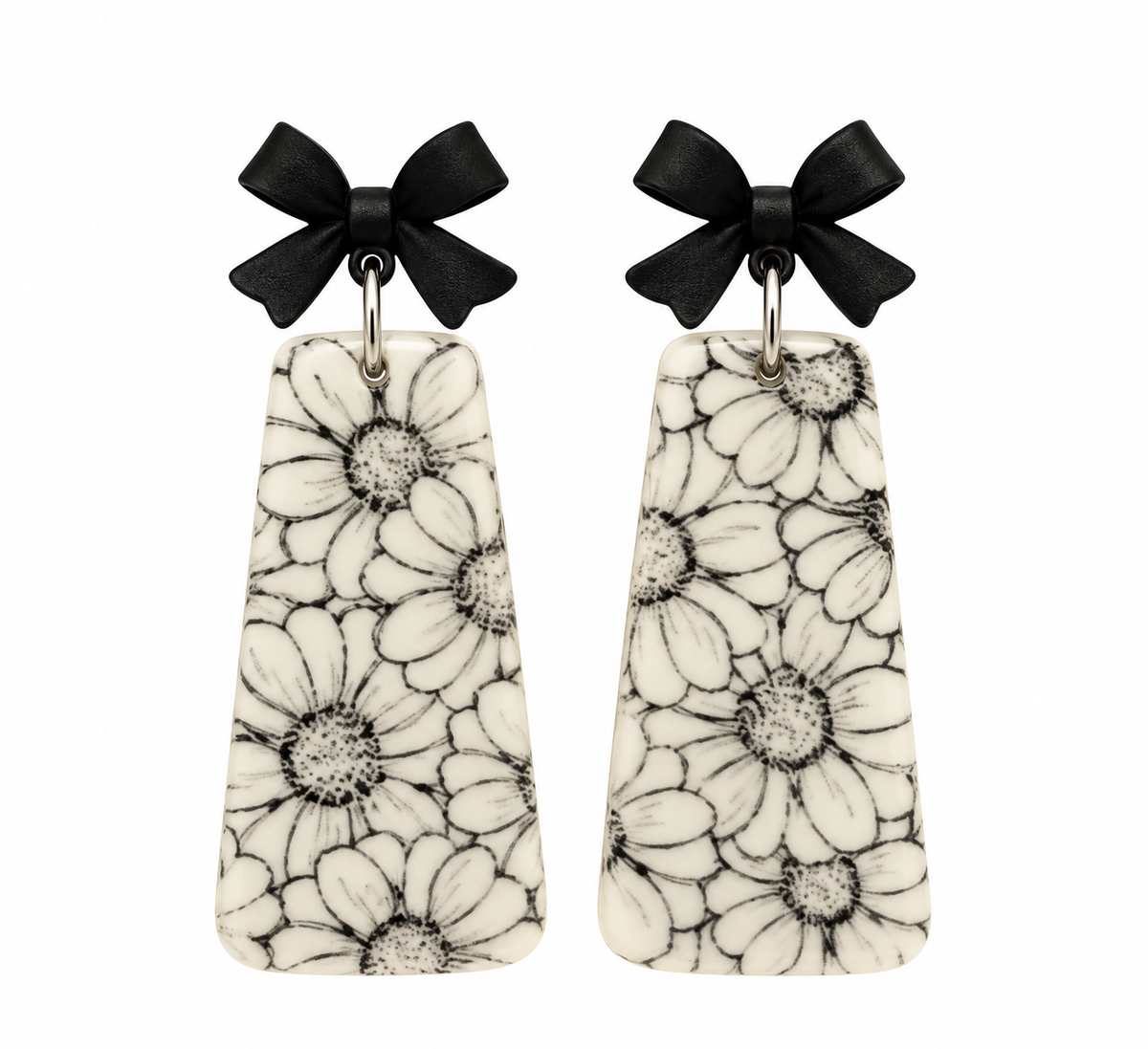 Midnight Daisy Bow Earrings