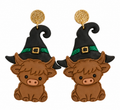Hocus Pocus Highland Cow Earrings