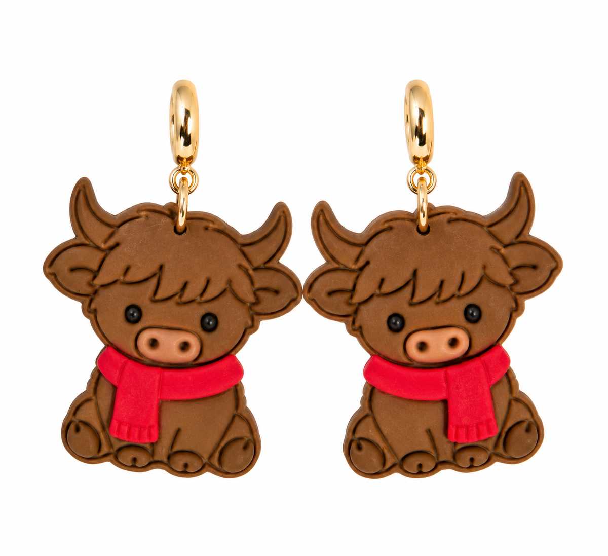 Cozy Christmas Highland Cow Earrings