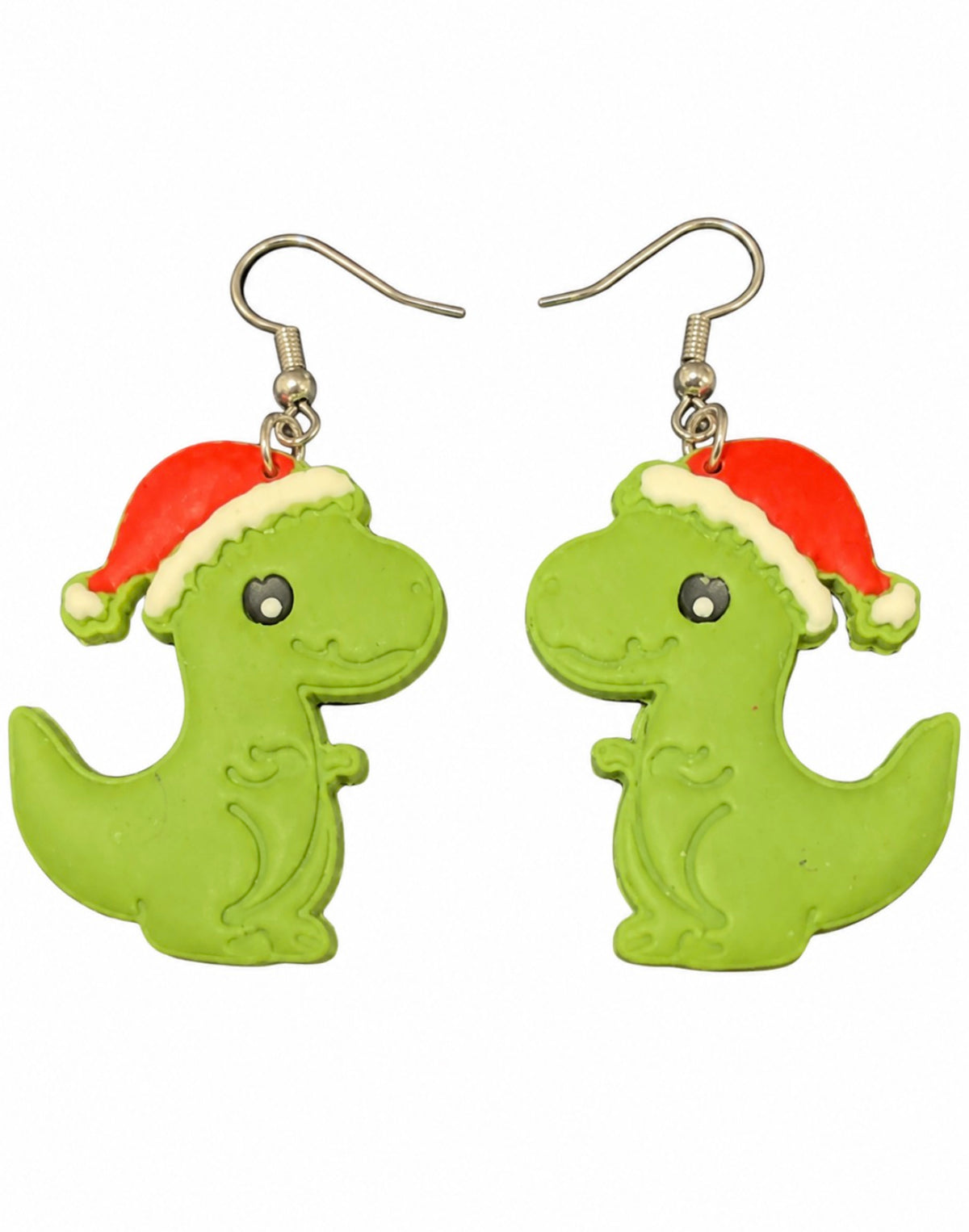 Santa-Saurus Christmas Dinosaur Earrings
