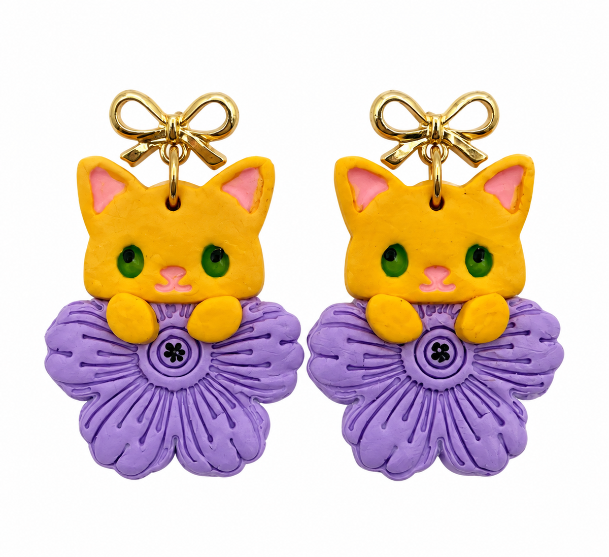 Purr-fectly Blooming Kitty Earrings