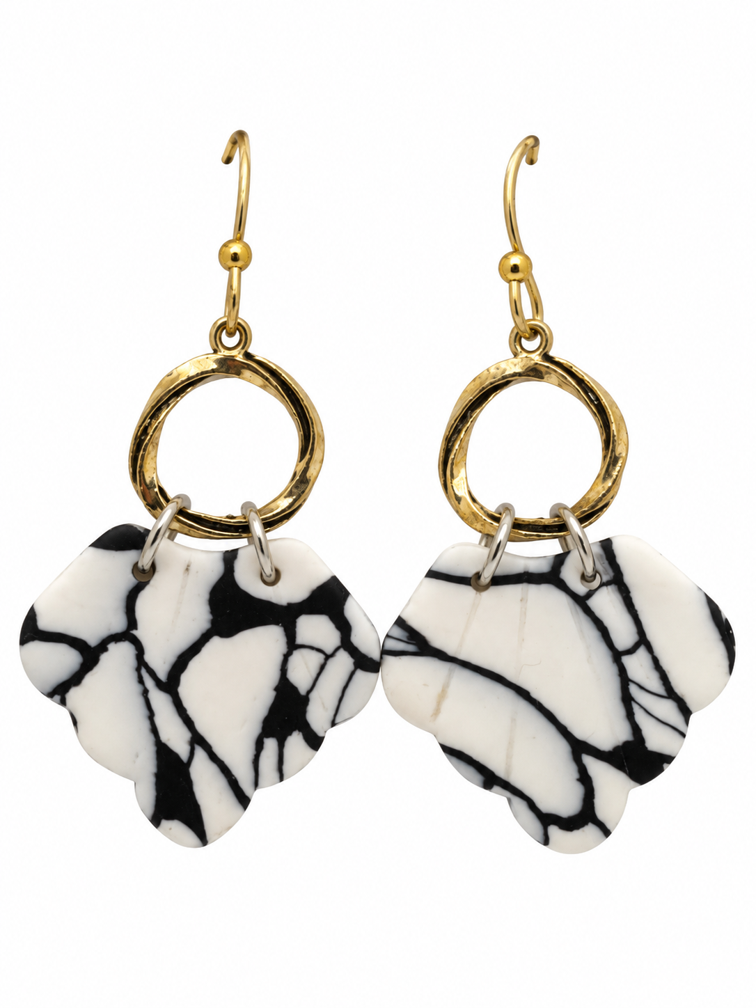 Midnight Marble & Gold Earrings