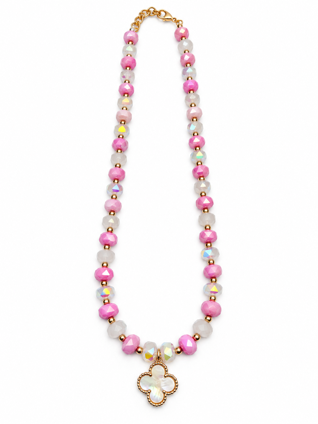 Pink Petals Clover Necklace