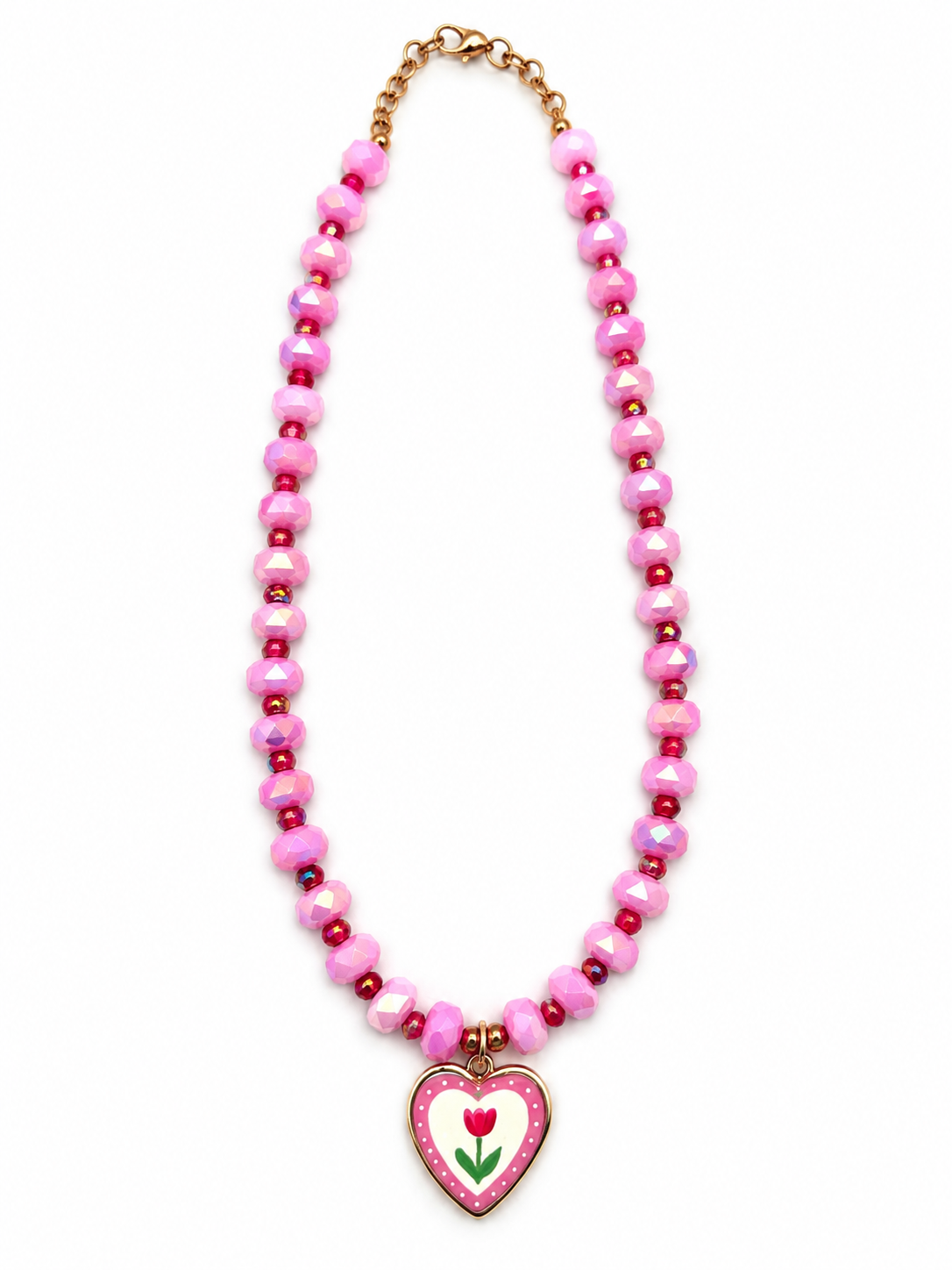 Pretty in Pink Tulip Heart Necklace