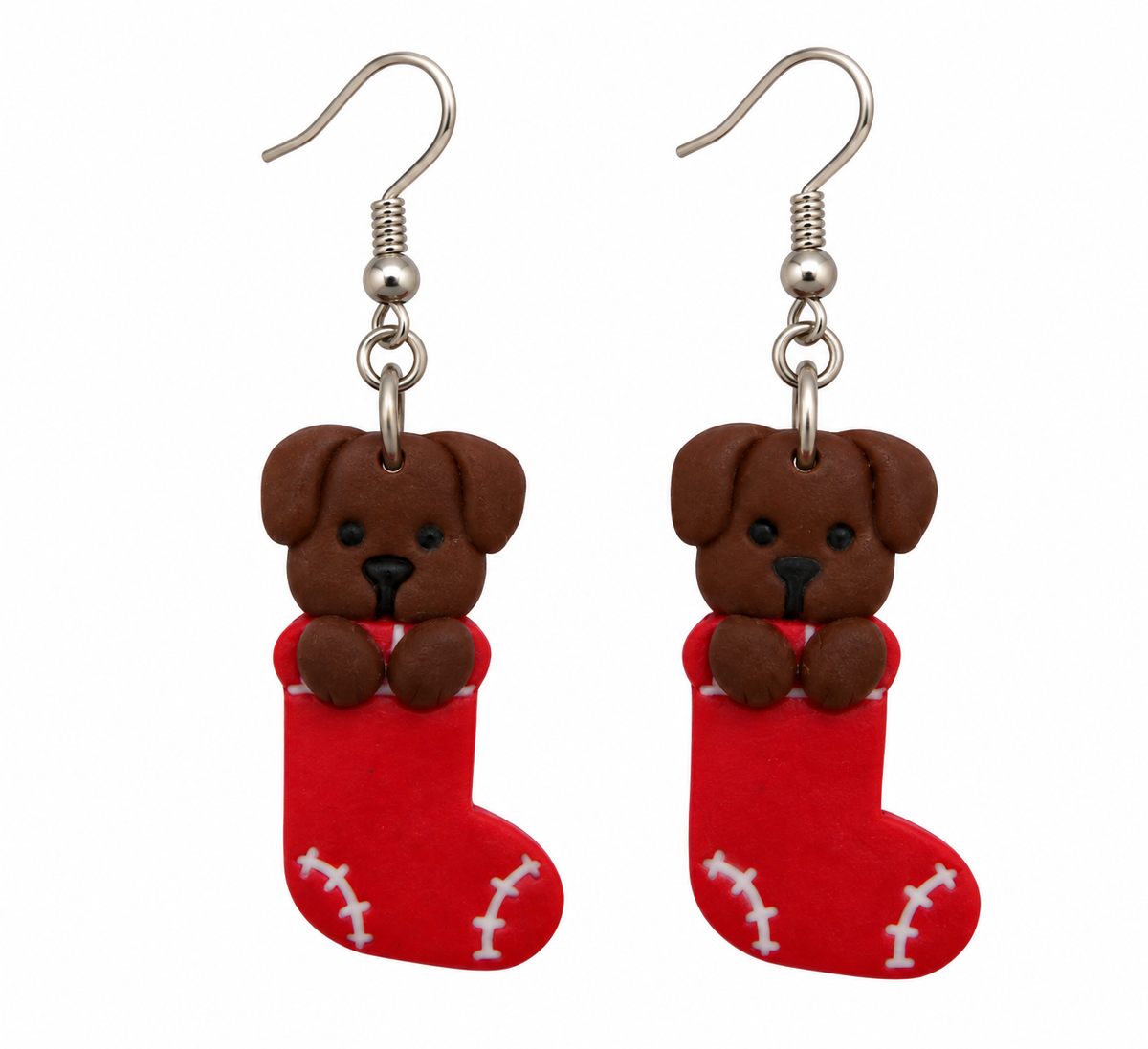 Santa Paws Christmas Stocking Earrings