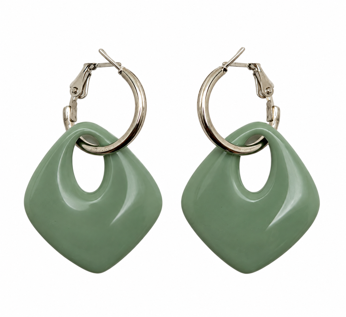 Sage Serenity Geometric Hoop Earrings