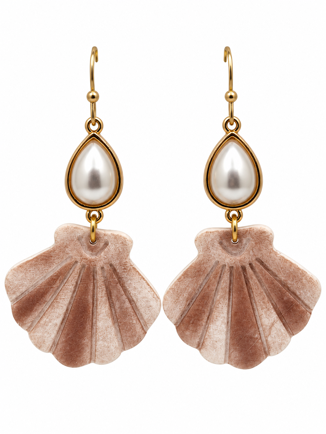 Coastal Elegance Pearl & Seashell Earrings