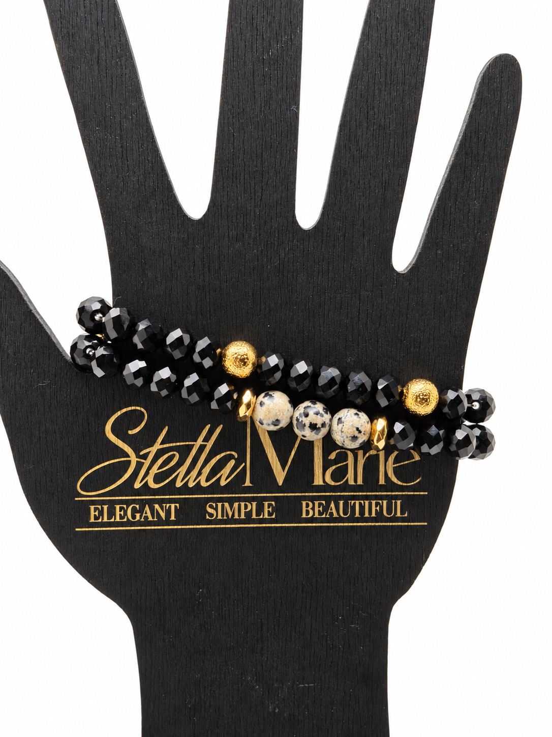 Midnight & Gold Dalmatian Bracelet Stack