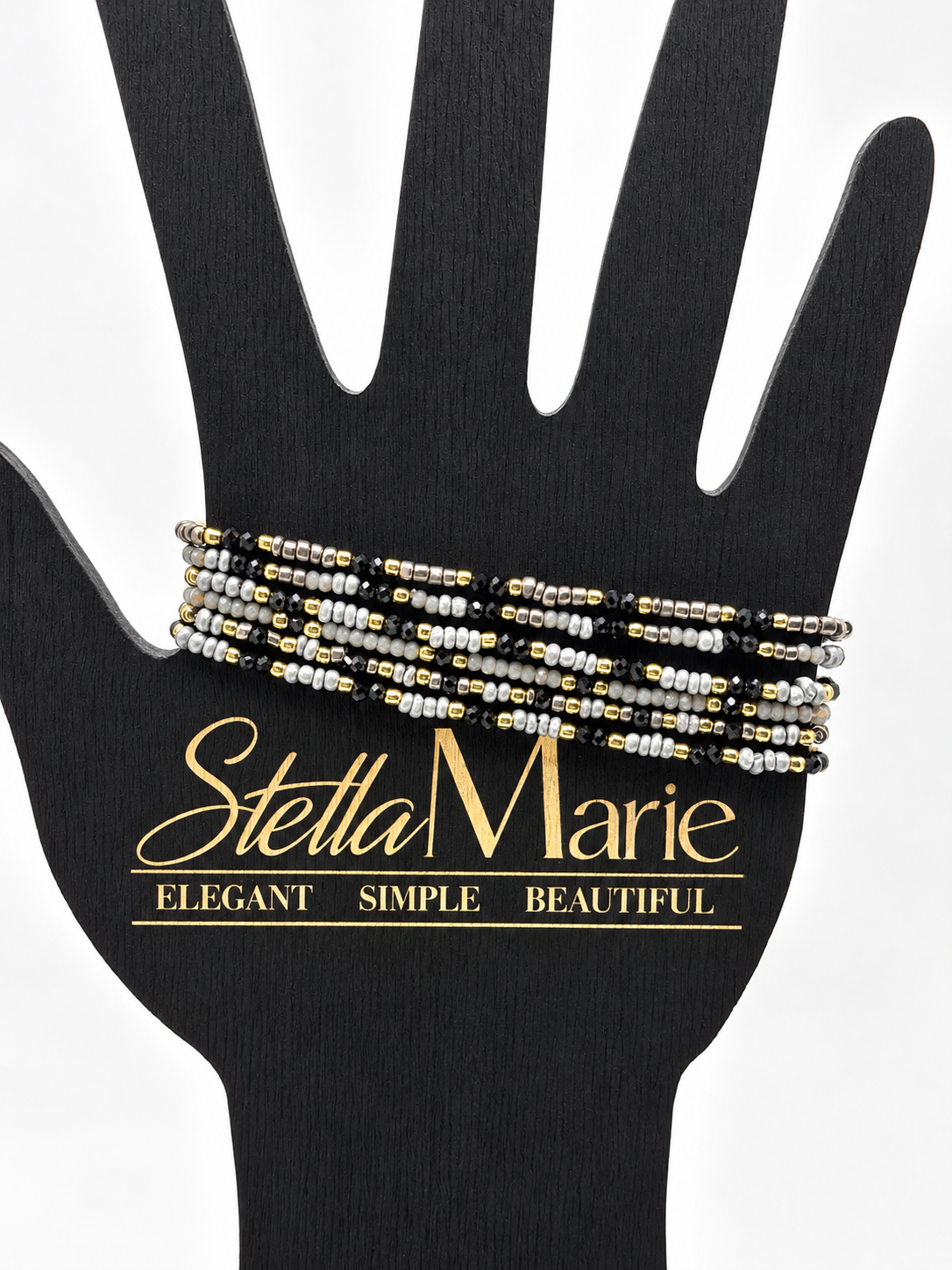 Midnight Luxe Beaded Stretch Bracelet Set