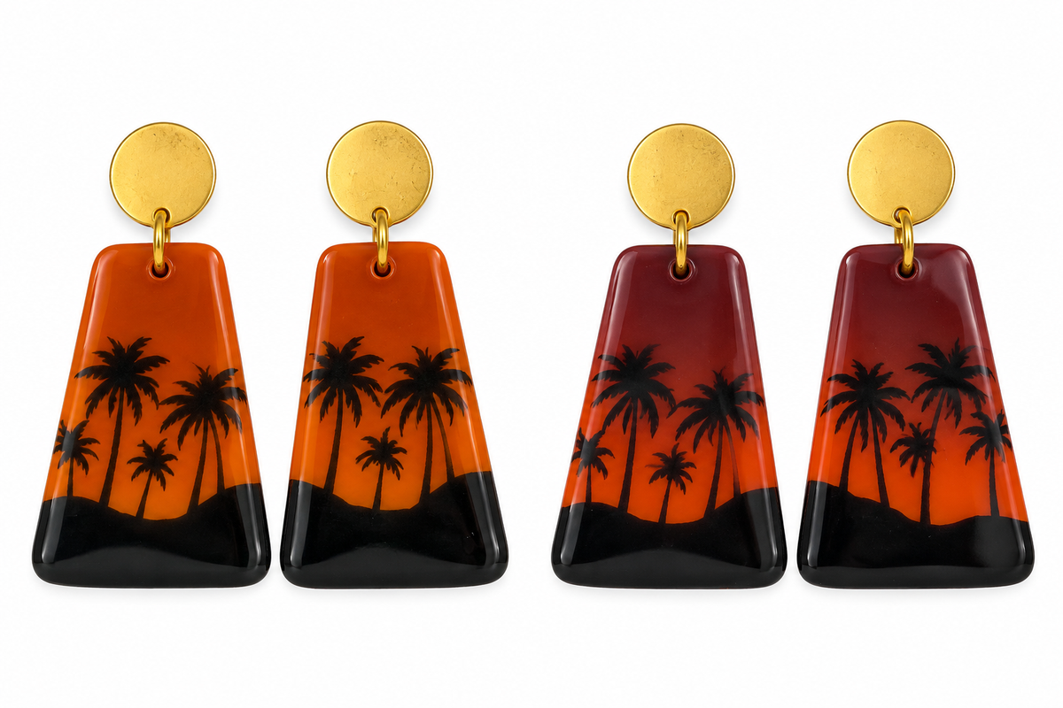 Tropical Sunset Palm Tree Earrings